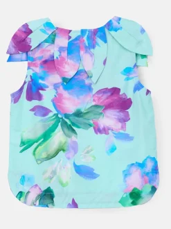 Angel & Rocket Green Margaux Ivory Petal Collar 100% Cotton Top