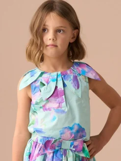 Angel & Rocket Green Margaux Ivory Petal Collar 100% Cotton Top