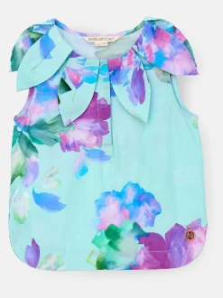 Angel & Rocket Green Margaux Ivory Petal Collar 100% Cotton Top