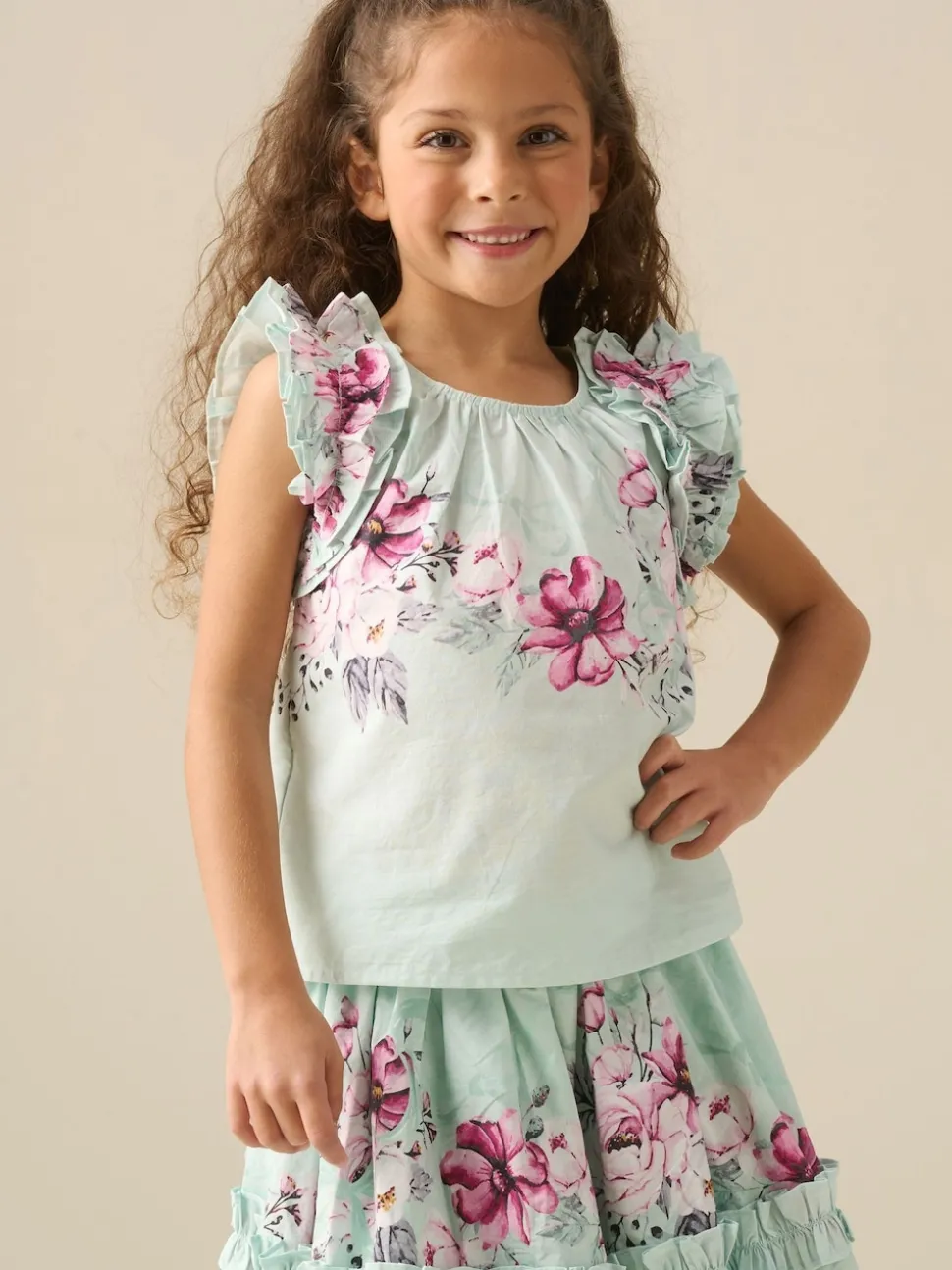 Angel & Rocket Green Nina Ruffle Shell Blouse