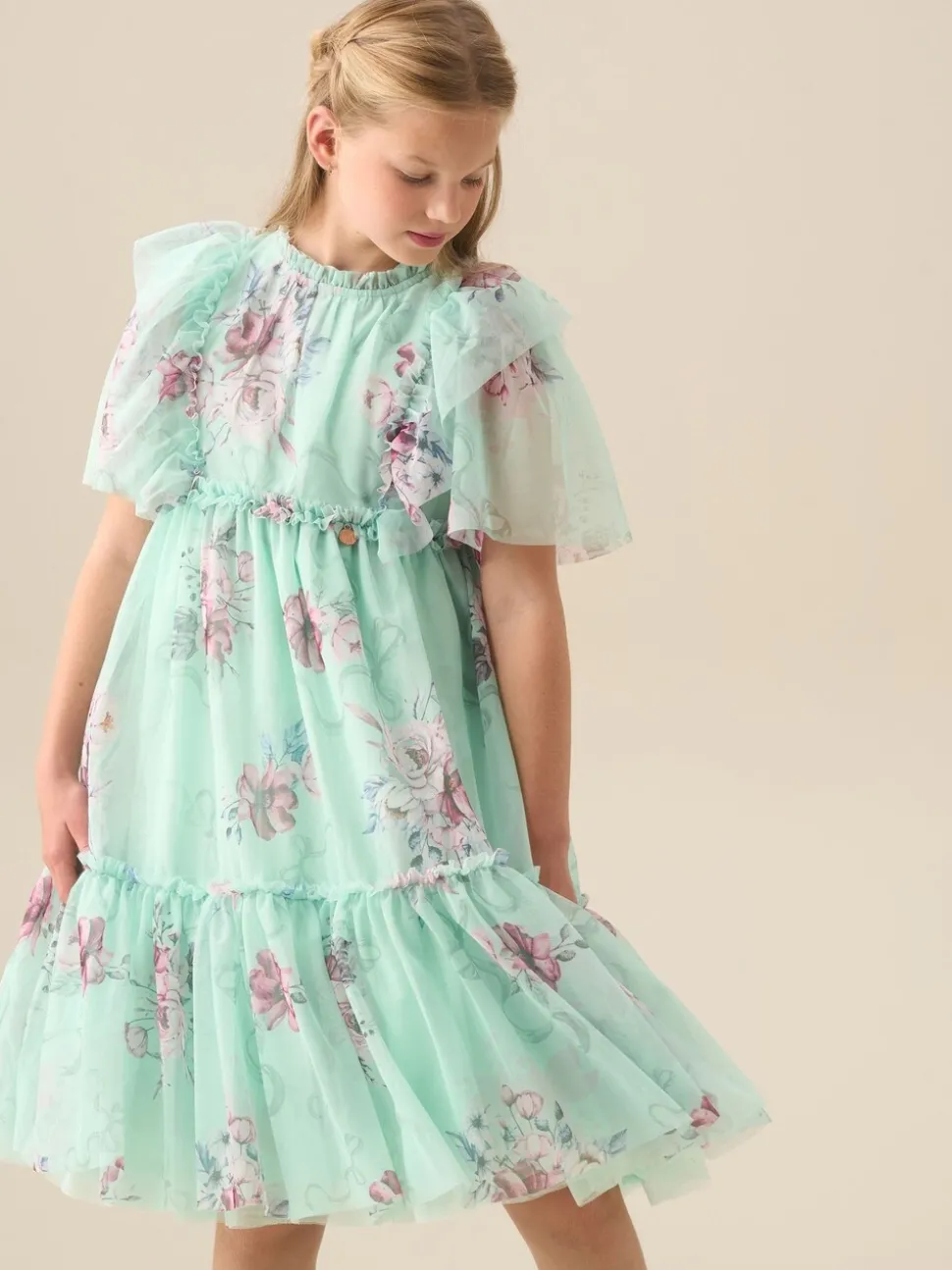Angel & Rocket Green Rosa Floral Mesh Dress