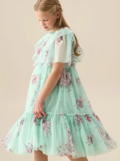 Angel & Rocket Green Rosa Floral Mesh Dress