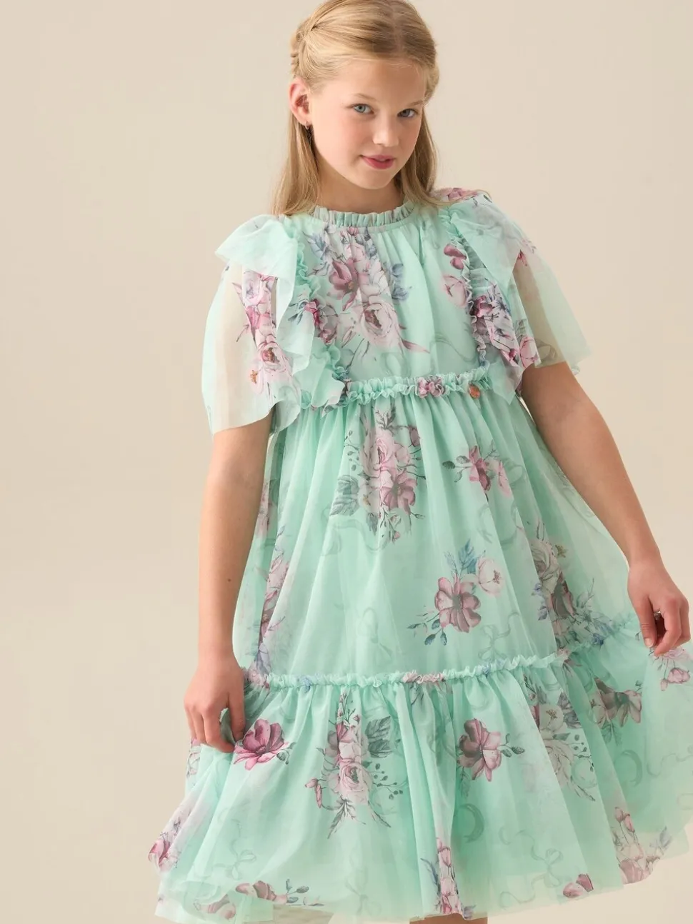 Angel & Rocket Green Rosa Floral Mesh Dress