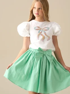 Angel & Rocket Green Roxie Bow Waist Skirt
