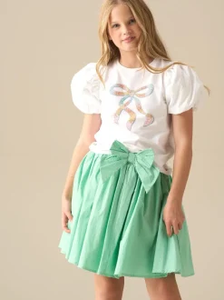 Angel & Rocket Green Roxie Bow Waist Skirt