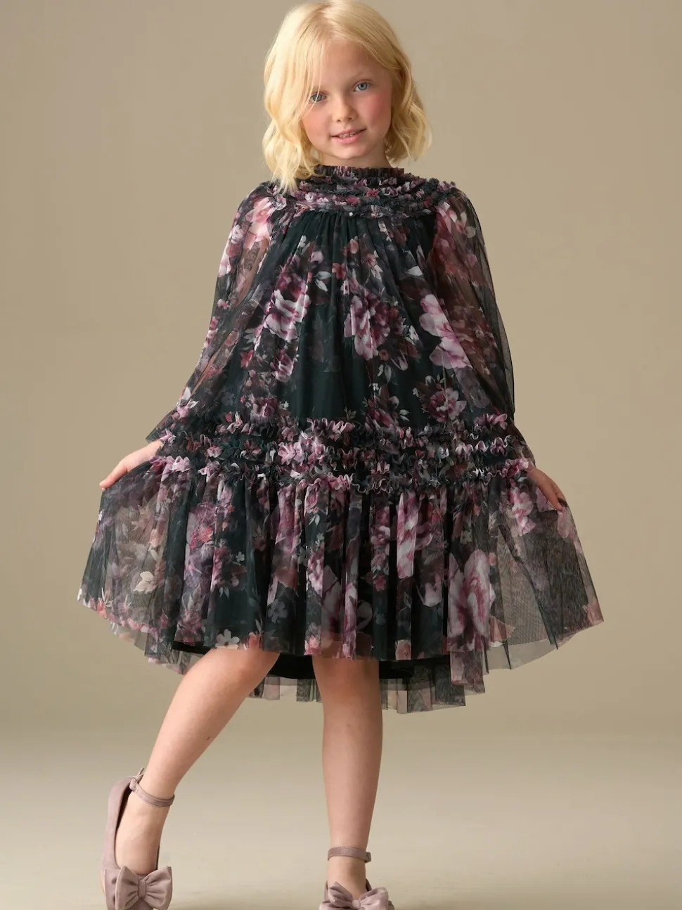 Angel & Rocket Green Verity Ruffle Mesh Dress