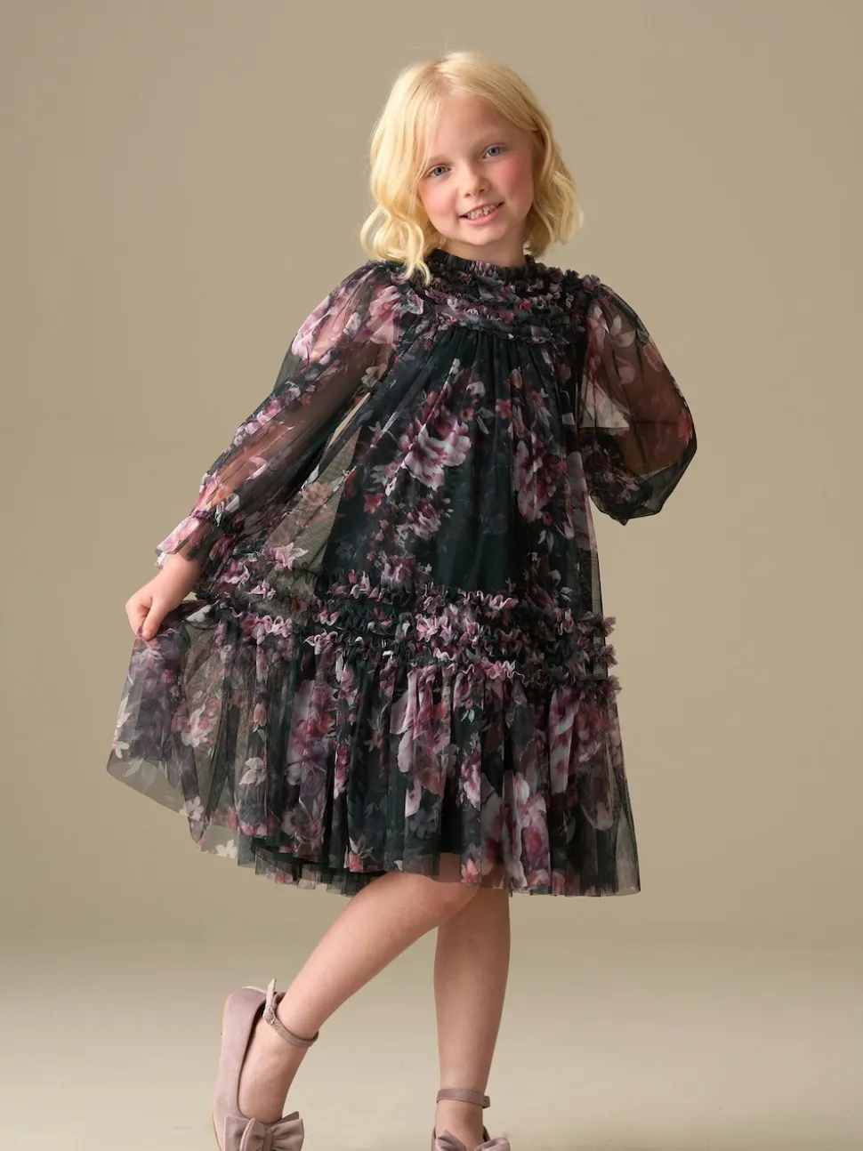 Angel & Rocket Green Verity Ruffle Mesh Dress