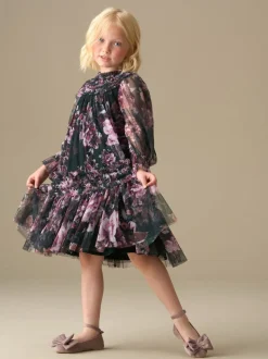 Angel & Rocket Green Verity Ruffle Mesh Dress