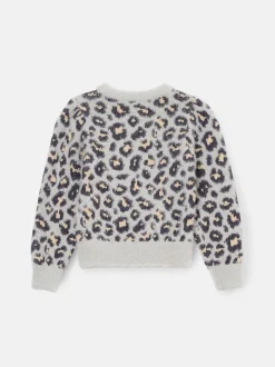 Angel & Rocket Grey Ginny Leopard Print Eyelash Jumper