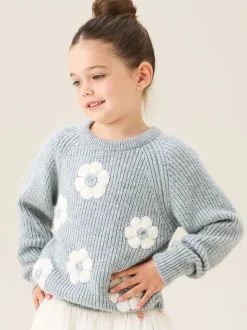 Angel & Rocket Grey Rumi Embellished Flower Jumper
