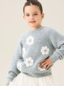 Angel & Rocket Grey Rumi Embellished Flower Jumper