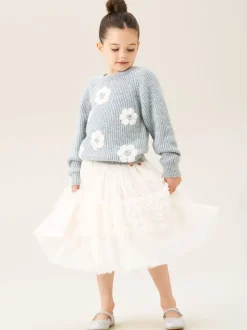 Angel & Rocket Grey Rumi Embellished Flower Jumper