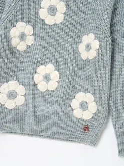 Angel & Rocket Grey Rumi Embellished Flower Jumper