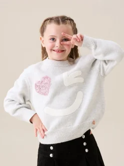 Angel & Rocket Grey Verity Smiley Face Jumper