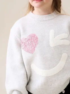 Angel & Rocket Grey Verity Smiley Face Jumper