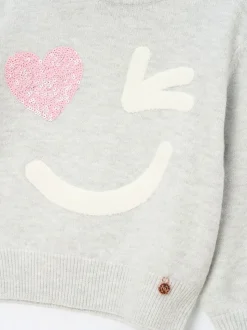 Angel & Rocket Grey Verity Smiley Face Jumper