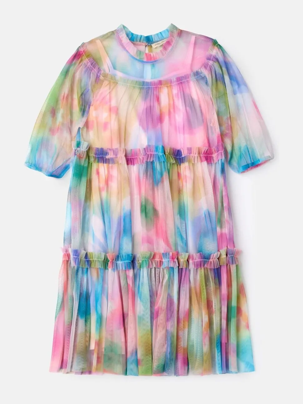 Angel & Rocket Light Pink Cara Printed Swing Mesh Dress
