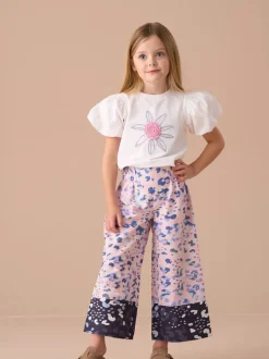Angel & Rocket Light Pink Fleur Printed Wide Leg Trousers