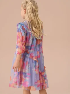 Angel & Rocket Light Purple Cara Printed Swing Mesh Dress