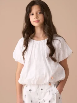 Angel & Rocket Michela White Bubble Hem Top