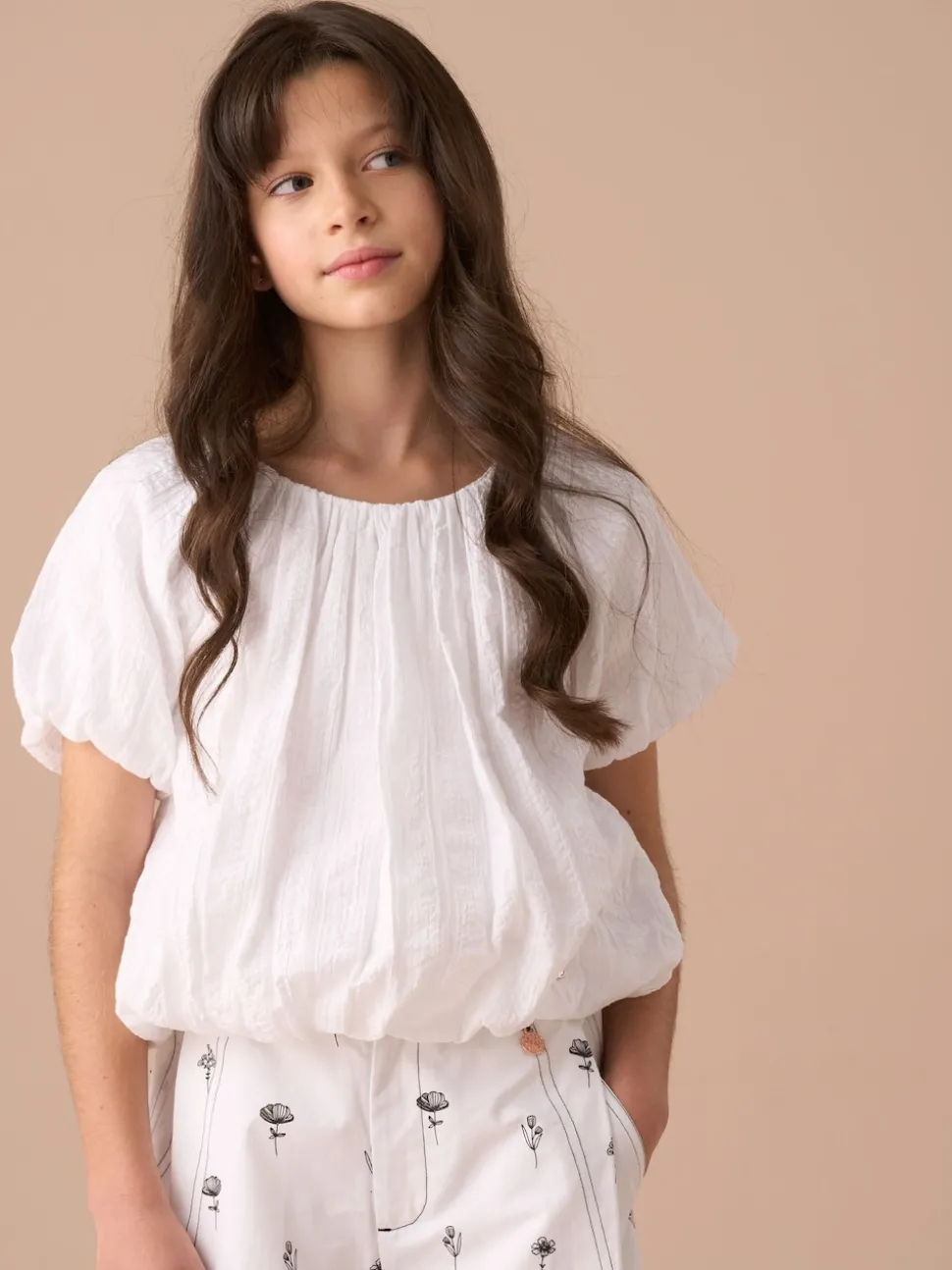 Angel & Rocket Michela White Bubble Hem Top