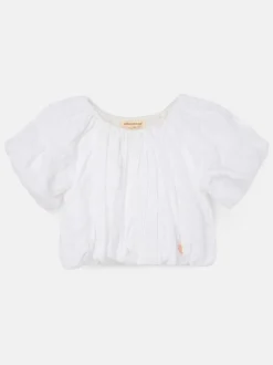 Angel & Rocket Michela White Bubble Hem Top