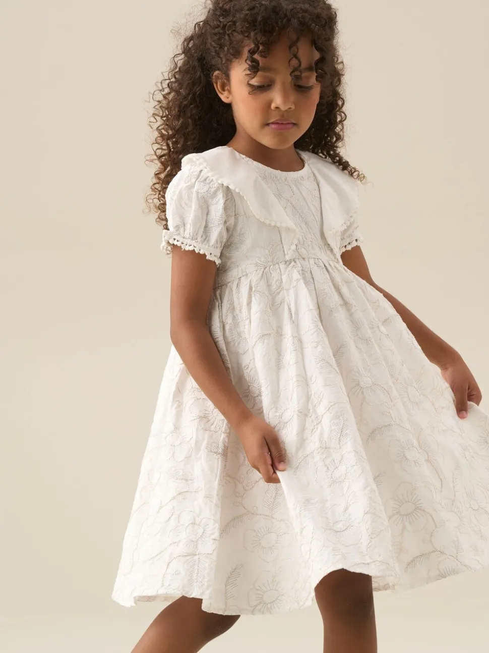 Angel & Rocket Natural Aurora Floral Embroidered Dress