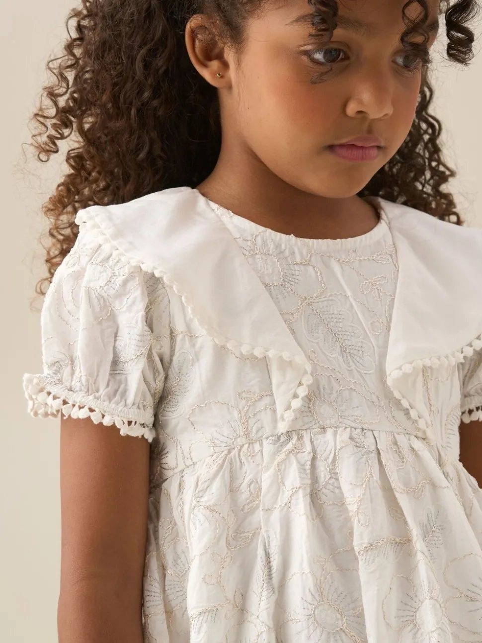 Angel & Rocket Natural Aurora Floral Embroidered Dress