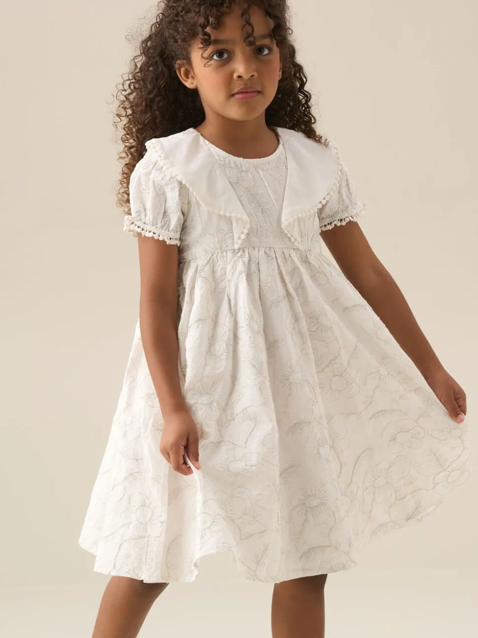 Angel & Rocket Natural Aurora Floral Embroidered Dress