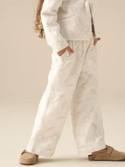 Angel & Rocket Natural Aurora Floral Embroidered Tie Waist Trousers