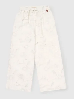 Angel & Rocket Natural Aurora Floral Embroidered Tie Waist Trousers