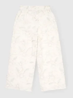 Angel & Rocket Natural Aurora Floral Embroidered Tie Waist Trousers