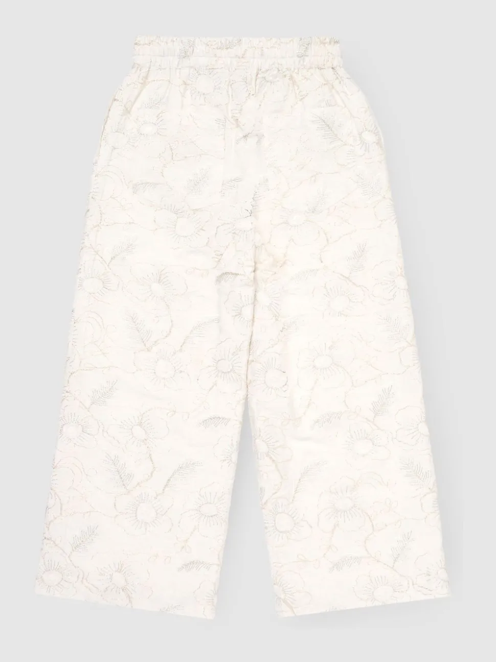 Angel & Rocket Natural Aurora Floral Embroidered Tie Waist Trousers