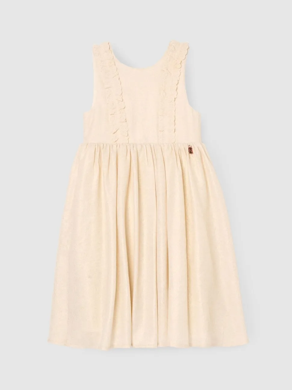 Angel & Rocket Natural Ava Metallic Shimmer Linen Lace Trim Dress
