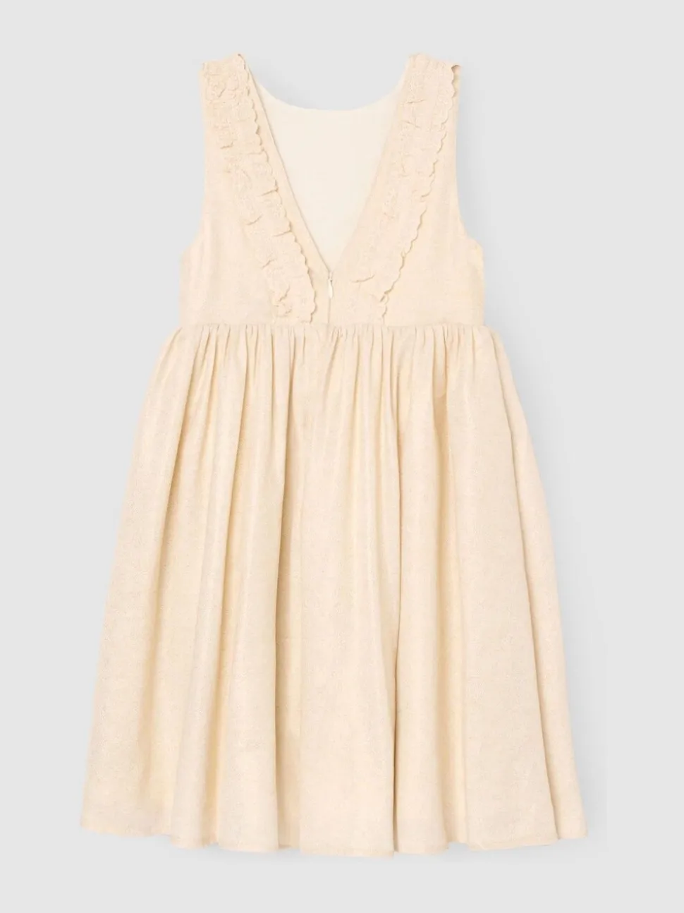 Angel & Rocket Natural Ava Metallic Shimmer Linen Lace Trim Dress