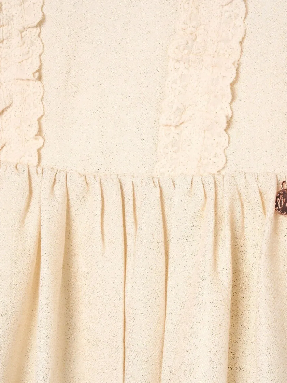 Angel & Rocket Natural Ava Metallic Shimmer Linen Lace Trim Dress