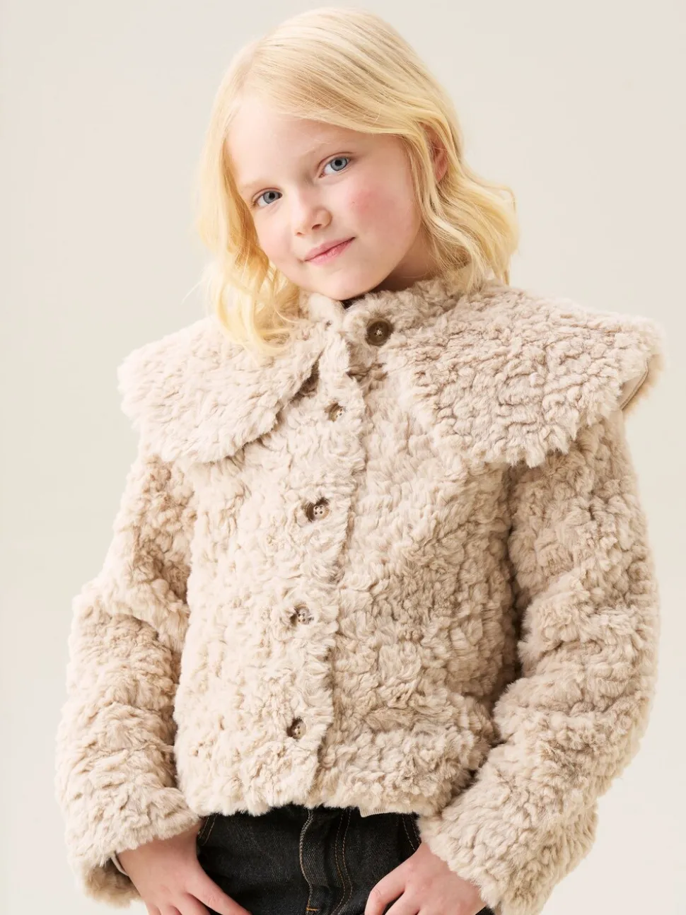 Angel & Rocket Natural Cecile Cape Collar Faux Fur Coat