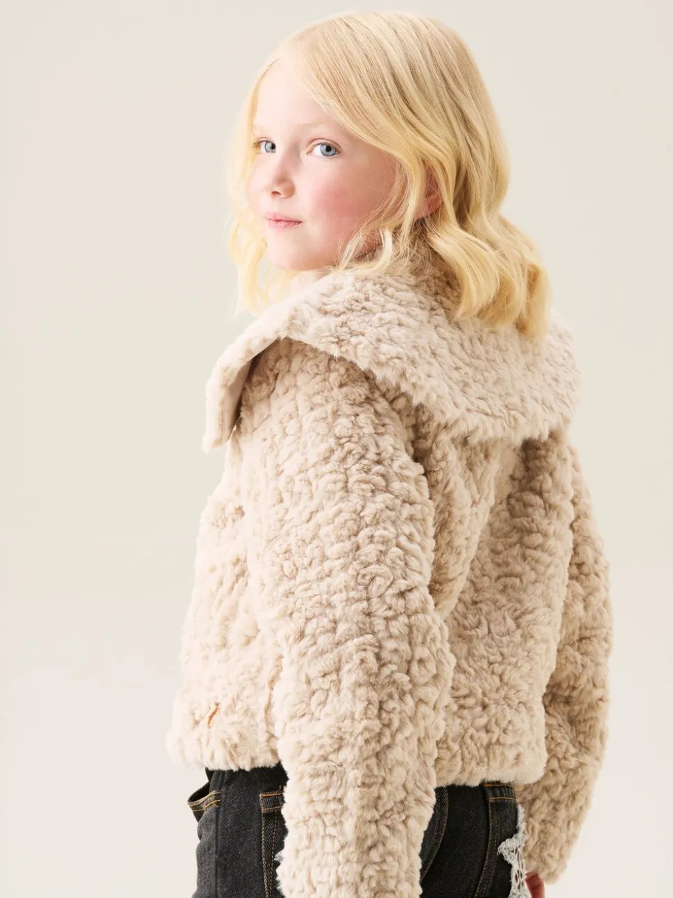 Angel & Rocket Natural Cecile Cape Collar Faux Fur Coat