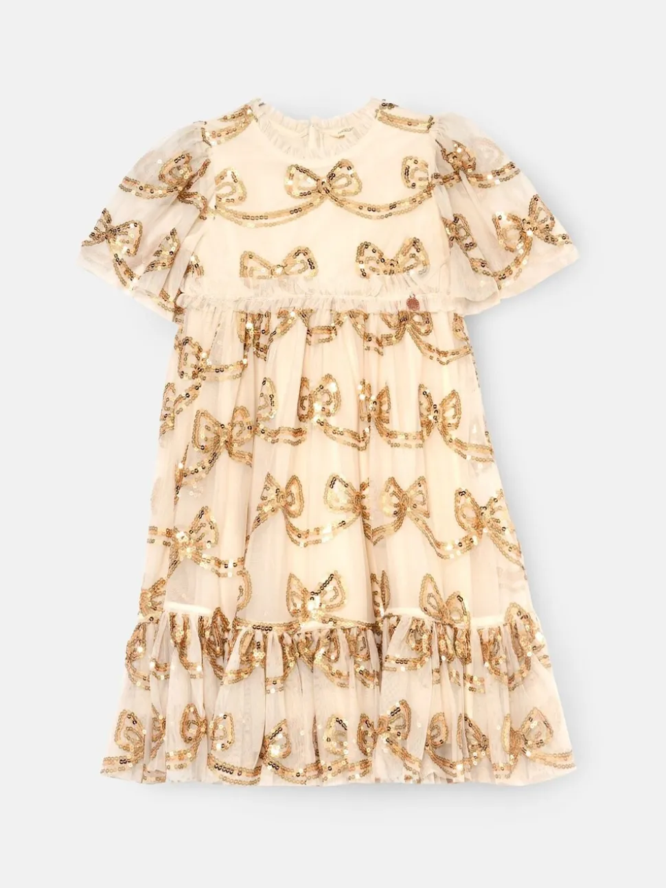 Angel & Rocket Natural Delta Champagne Sequin Bow Dress