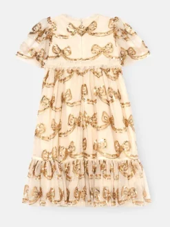 Angel & Rocket Natural Delta Champagne Sequin Bow Dress