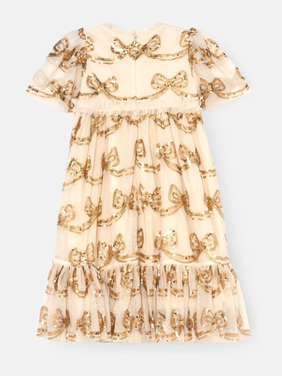 Angel & Rocket Natural Delta Champagne Sequin Bow Dress