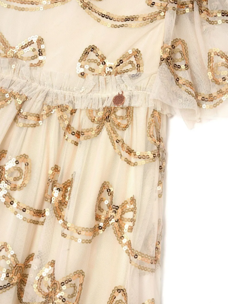 Angel & Rocket Natural Delta Champagne Sequin Bow Dress