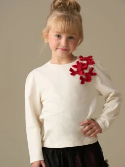 Angel & Rocket Natural Elena Bow Corsage Long selleves Top
