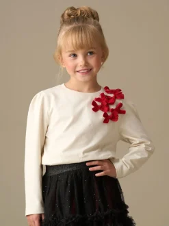Angel & Rocket Natural Elena Bow Corsage Long selleves Top