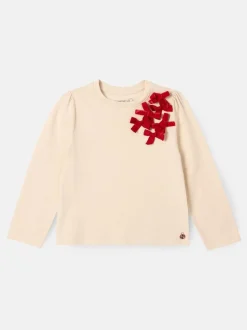 Angel & Rocket Natural Elena Bow Corsage Long selleves Top