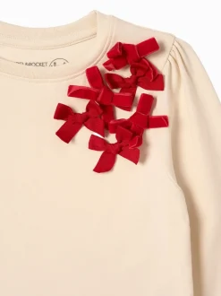 Angel & Rocket Natural Elena Bow Corsage Long selleves Top