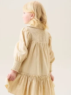 Angel & Rocket Natural Harper Shirred Denim Shirt Dress