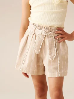 Angel & Rocket Natural Jenna Stripe Linen Shorts