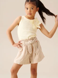 Angel & Rocket Natural Jenna Stripe Linen Shorts
