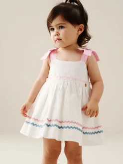 Angel & Rocket Natural Kyra Ric Rac Trim Frill Dress & Bloomer